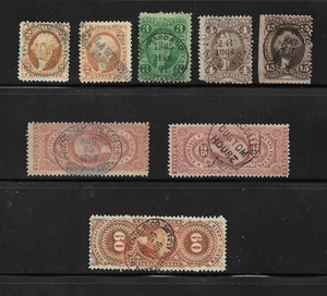 US Revenues: 1862-1871 First Issue; With Nice Cancels; 8 Diff. Stamps (Perf.) - Picture 1 of 1