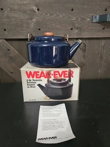 NEW OLD STOCK Vintage Wear-Ever Porcelain Over Steal Tea Kettle Model 81103 - Bild 1 von 7