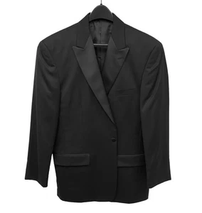 Men's Calvin Klein Black Tuxedo Jacket Satin Peak Lapels 42R 100% Wool NWT - Imagen 1 de 4