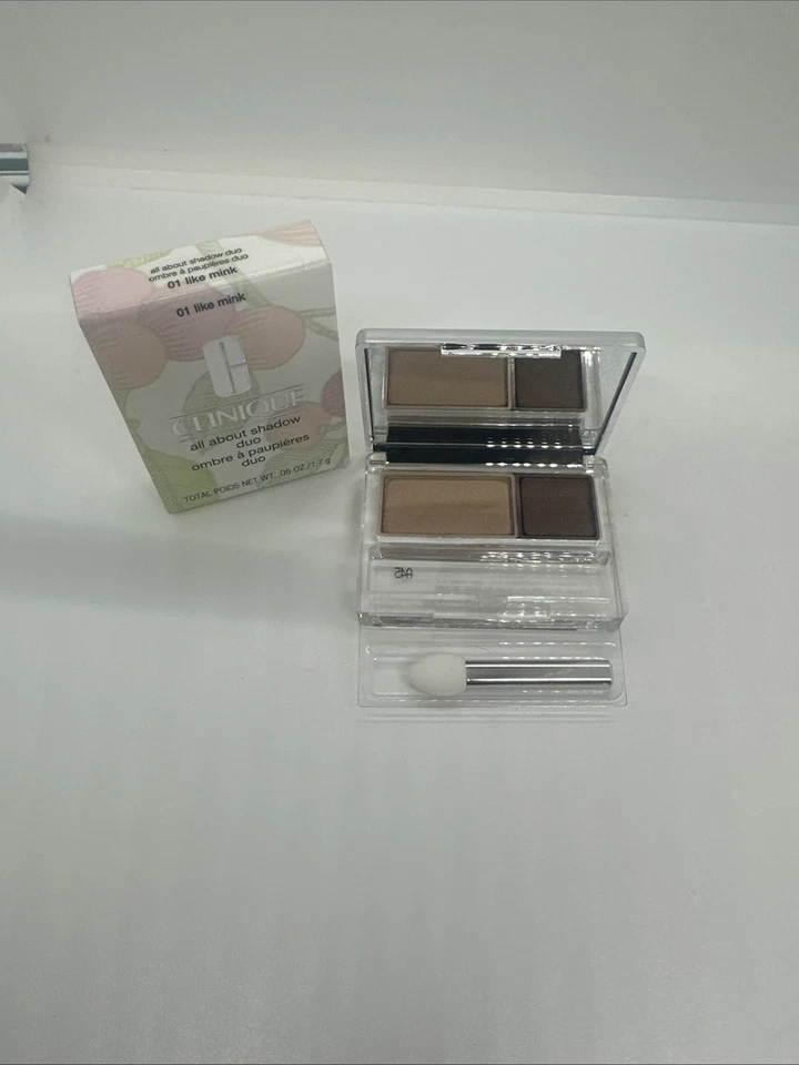 Clinique All About Eye Shadow Duo Full Size .05 oz 01 LIKE MINK