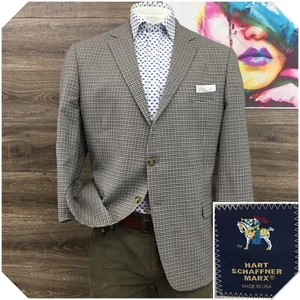 HART SCHAFFNER Mens Blazer Sport Coat Casual Jacket Size 50R Wool Suit USA - Picture 1 of 13