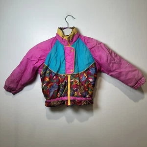 Vintage 80s 90s Retro Color Block Kids Windbreaker Jacket Fun Bunch Size SM 4/5 - Picture 1 of 7