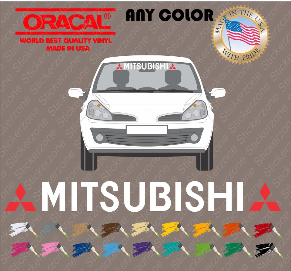 MITSUBISHI VINILO PARABRISAS BANNER, CALCOMANÍA, PEGATINA COCHE CARRERAS DEPORTIVAS Foto 1 de 1