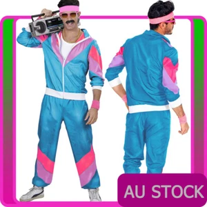 Mens 80s Costume Height Fashion Scouser Tracksuit Shell Suit Blue 1980s Party - Picture 1 of 4