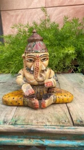 Old Vintage Handcrafted Painted Lord Ganesha Decorative Figurine Statue  - Picture 1 of 9