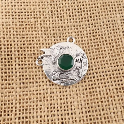 Colgante de joyería hecha a mano de plata esterlina 925 con piedras preciosas de ónix verde regalo para mujer Foto 1 de 4