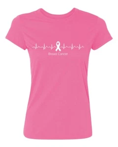 Heartbeat Ribbon - Breast Cancer Awareness Women's T-Shirt - Picture 1 of 48