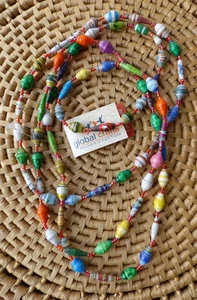 Joyería africana cuentas de papel collar brillante Kenia comercio justo nuevos colores BBB - Imagen 1 de 1