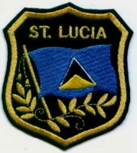 ST. LUCIA Flag in shield Embroidered Patches 3.25"x2.75" iron-on - Picture 1 of 1