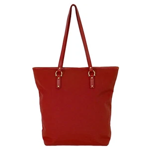 Salvatore Ferragamo Gancini Canvas Shoulder Tote Bag Red Gold - Picture 1 of 10