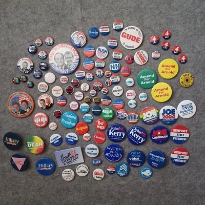 Large Lot of 106  Vintage Political Pinback Button Pins Big Medium Small  - Image 1 of 4