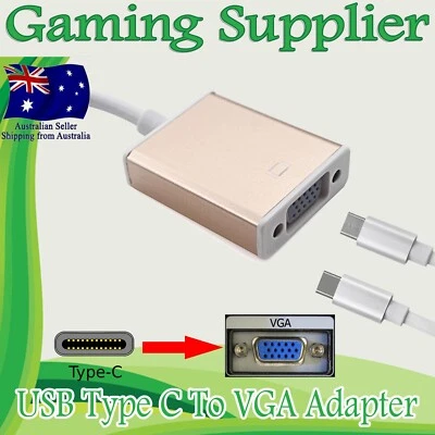 USB-C Type C USB3.1 Male to VGA HDTV 1080P Adapter Cable for MacBook Laptop - Image 1 of 4