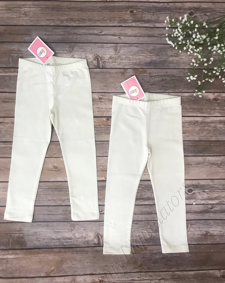 Conjunto de 2 Leggings Circo Almendra Crema Off White Bottoms Nuevo Talla 2T Niñas Niños  Foto 1 de 4