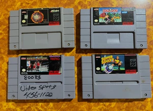 SNES Game Bundle (4) NBA Jam, Tecmo Basketball, Super Soccer, Monopoly - Picture 1 of 1