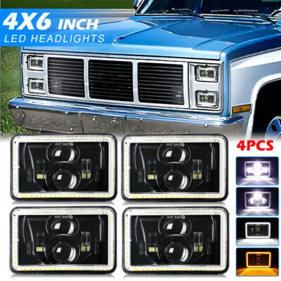 4X6" LED Headlights H4651 H4656 Hi Lo for Chevy C10 C20 K10 C4500 Kodiak Truck - Image 1 of 4