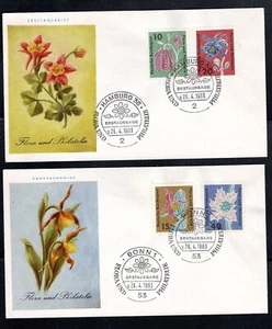 Germany 1963 - Sc  #857-60 Flowers on 2 FDC unaddressed - Picture 1 of 2