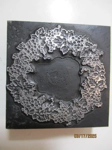 Printing Letterpress Printer Type Block Large Grape Wreathe Print Cut - Picture 1 of 6