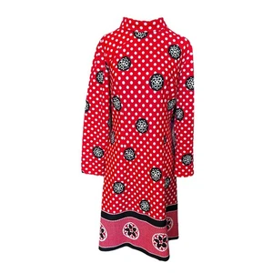 Vintage 60s Mod Parkshire Original Red Polka Dot Mock Neck Shift Dress M/L - Bild 1 von 4
