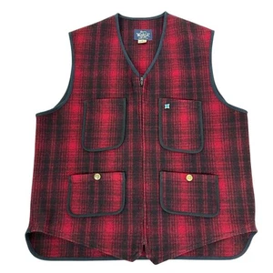 Chaleco de caza Woolrich para hombre rojo/negro búfalo a cuadros talla mediana  - Imagen 1 de 5