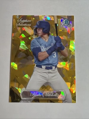 2023 Bowman Draft Sapphire Selections Gold Blake Mitchell 26/50 RC SP Royals - Image 1 of 2