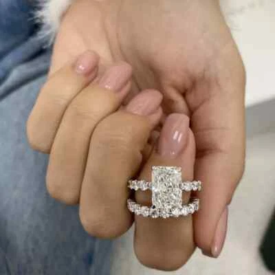 CVD Lab Grown Diamond Ring EF VS IGI Certified Radiant Cut 14K Solid White Gold - Image 1 of 4