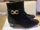 Ultimate Collection Black Suede Gold Buckle Trimmed Ankle Boots Size 39
