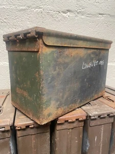 MILITARY ARMY 50 CAL AMMO BOX 5.56 METAL STORAGE CONTAINER TOOL BOX GRADE 2 T - Picture 1 of 10