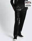 RRP€250 8 Leather Trousers IT48 US38 M Black Elastic Waist Made in Italy