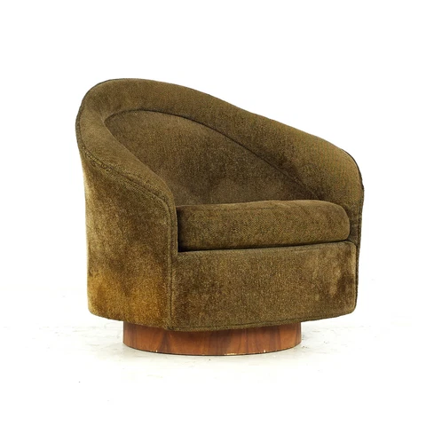 Adrian Pearsall for Craft Associates Mid Century Walnut Base Swivel Lounge Chair Cover