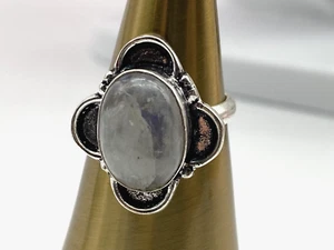 Vintage Sterling Silver 925 Ring Rainbow Moonstone 4.73g Size O - Picture 1 of 7