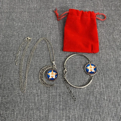 Major League Baseball Houston Astros Half Moon Pendant Necklace and Bracelet Cover