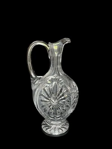 Vintage American Brilliant Period Heavy Cut Clear Glass Pitcher 10” Excellent - Picture 1 of 12