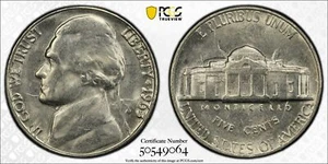 1965 P Nickel Jefferson PCGS MS-64 Clashed Dies Mint Error - Picture 1 of 1
