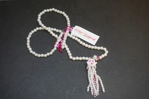 Collar colgante largo con flecos de perlas fantasma de Halloween Betsey Johnson brilla oscuro - Imagen 1 de 5