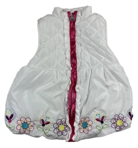 Kids Headquarters Girls Puffer Quilted Embroider Flower Jacket Vest White 4T - Picture 1 of 4