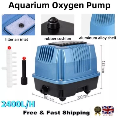 UYOYOUS Low Noise 2400L/H Air Pump - Weatherproof Koi Pond&Aquarium Aerator 25W 40L/Min