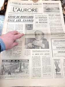 JOURNAL L'AURORE 18/19 NOVEMBRE 1978 JACQUES MESRINE - Picture 1 of 2