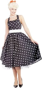 50's Cutie Black w/White Polka Dots, X-Small/Small 2 - 6 Women's Costume, - Picture 1 of 3