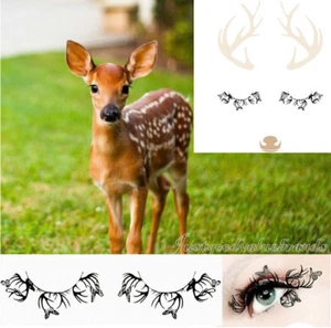 Quirky Cute Forest Deer Butterfly Hand Cut Paper False Eyelashes Extensions - Picture 1 of 40