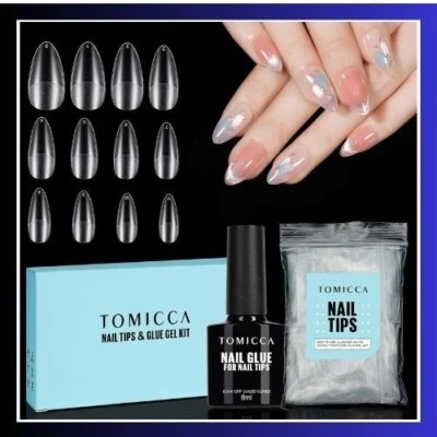 Nail Extension Kit, Nail Tips and Glue Gel Kit, 4 In 1 Nail Glue and Base Gel