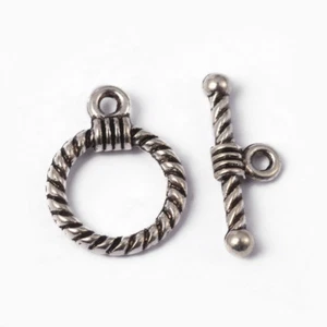 20 x Nickel Free Antique Silver Tibetan Style Alloy Ring Toggle Clasps 19x14x3mm - Picture 1 of 3