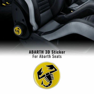 Adesivi 3D per Sedili Fiat 500 Abarth, Scorpione Giallo, 2 Pezzi, Diametro 60 mm - Immagine 1 di 4