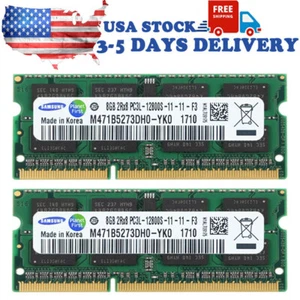 SAMSUNG 16GB 2x8GB DDR3L 1600MHz PC3L-12800S SO-DIMM Laptop Memory 1.35V 204Pins - Picture 1 of 10