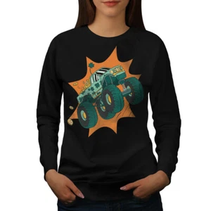 Wellcoda Lucky Clover Monster Truck Jumping Womens Sweatshirt - Picture 1 of 5