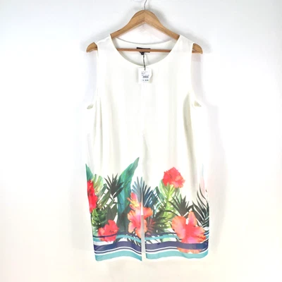 NEW The Collection Debenhams womens tunic tank top 18 white floral 117941 - image 1 of 4