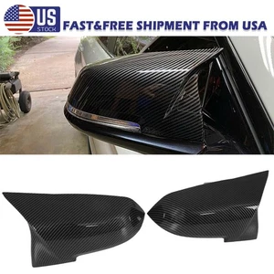 2x Carbon Fiber Style Side Mirror Cover Caps for BMW 3 Series F30 F31 320i 328i - Picture 1 of 14