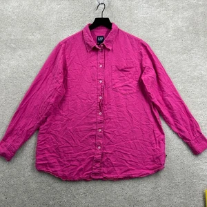Gap Shirt Womens Size Large Pink Long Sleeve Button Up Linen - Picture 1 of 12
