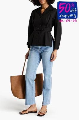 RRP€550 LVIR Jacket Size M Linen Blend Black Belted - Image 1 of 4