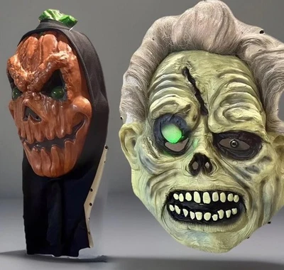 New Scary Light Up Elastic Zombie & Pumpkin 🎃 Head Halloween Costume Masks Lot - Image 1 of 4