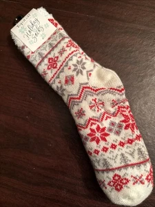 Top It Off Hüttenschuhe Socken skandinavisches Schneeflockendesign - Neu mit Etikett - Bild 1 von 6